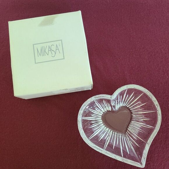 Mikasa Icicles Heart Dish Glass Lead Crystal Item SN047/512 Germany IOB - Picture 3 of 13